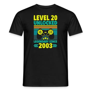 Level 20 Unlocked 2003 Zocken 20. Geburtstag Gamer - Männer T-Shirt - Schwarz - Vorne - AI Model Male 178 light (178cm)