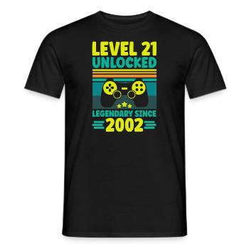 Level 21 Unlocked 2002 Zocken 21. Geburtstag Gamer - Männer T-Shirt - Schwarz - Vorne - AI Model Male 178 light (178cm)
