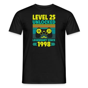 Level 25 Unlocked 1998 Zocken 25. Geburtstag Gamer - Männer T-Shirt - Schwarz - Vorne - AI Model Male 178 light (178cm)