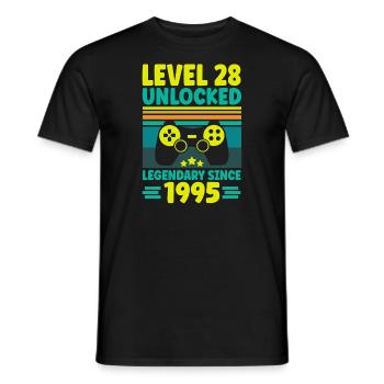 Level 28 Unlocked 1995 28th Birthday Gamer Gaming - Men's T-Shirt - black - Front - AI Model Male 178 light (178cm)