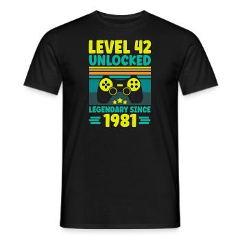 Level 42 Unlocked 1981 42nd Birthday Gamer Gaming - Men's T-Shirt - black - Front - AI Model Male 178 light (178cm)