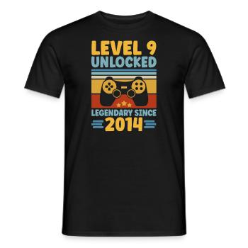 Level 9 Unlocked 2014 Zocken 9. Geburtstag Gamer - Männer T-Shirt - Schwarz - Vorne - AI Model Male 178 light (178cm)