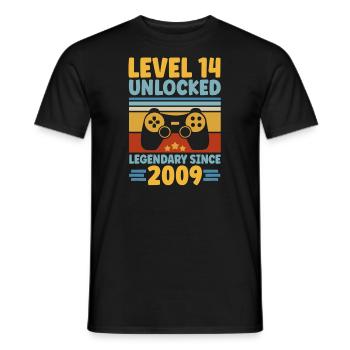 Niveau 14 débloqué 2009 Gaming 14th Birthday Gamer - T-shirt homme - noir - Devant - AI Model Male 178 light (178cm)