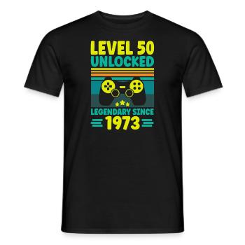 Niveau 50 débloqué 1973 Gaming 50th Birthday Gamer - T-shirt homme - noir - Devant - AI Model Male 178 light (178cm)