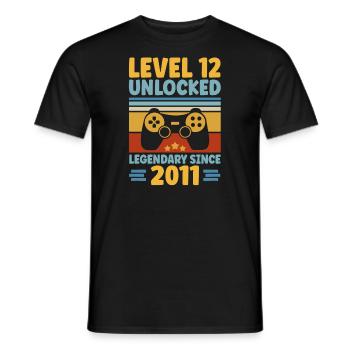 Niveau 12 Débloqué 2011 Gaming 12th Birthday Gamer - T-shirt homme - noir - Devant - AI Model Male 178 light (178cm)