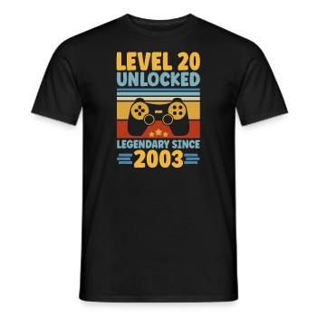 Level 20 Unlocked 2003 Zocken 20. Geburtstag Gamer - Männer T-Shirt - Schwarz - Vorne - AI Model Male 178 light (178cm)