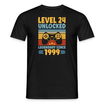 Niveau 24 Débloqué 1999 Gaming 24th Birthday Gamer - T-shirt homme - noir - Devant - AI Model Male 178 light (178cm)