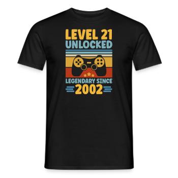 Level 21 Unlocked 2002 Zocken 21. Geburtstag Gamer - Männer T-Shirt - Schwarz - Vorne - AI Model Male 178 light (178cm)