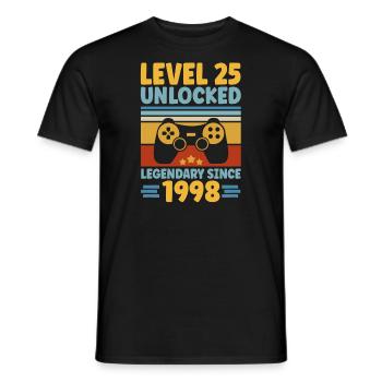 Level 25 Unlocked 1998 Zocken 25. Geburtstag Gamer - Männer T-Shirt - Schwarz - Vorne - AI Model Male 178 light (178cm)