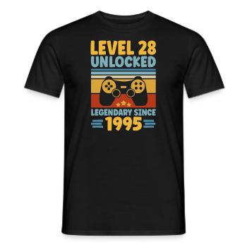 Level 28 Unlocked 1995 28th Birthday Gamer Gaming - Men's T-Shirt - black - Front - AI Model Male 178 light (178cm)