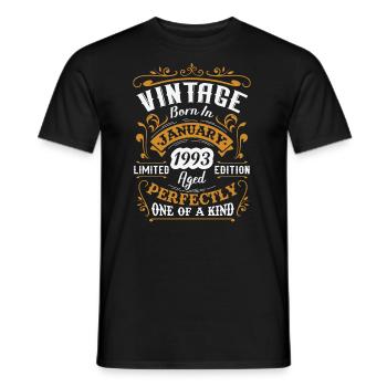 Geburtstagsgeschenk, Jahrgang geboren im Januar 1993 - Männer T-Shirt - Schwarz - Vorne - AI Model Male 178 light (178cm)