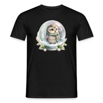 Cute Owl Glass Ball Water Filled Baby T-Shirt - Men's T-Shirt - black - Front - AI Model Male 178 light (178cm)
