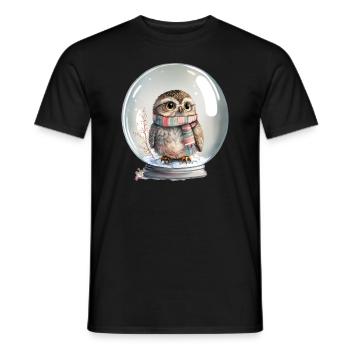 Cute Owl Glass Ball Water Filled Baby T-Shirt - Men's T-Shirt - black - Front - AI Model Male 178 light (178cm)