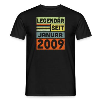 14 Jahre Legendär Seit Januar 2009 14. Geburtstag - Männer T-Shirt - Schwarz - Vorne - AI Model Male 178 light (178cm)