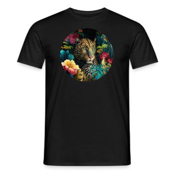 Leopard Jungle Blumen - Männer T-Shirt - Schwarz - Vorne - AI Model Male 178 light (178cm)