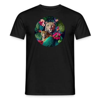 Leopard Dschungel Blumen - Männer T-Shirt - Schwarz - Vorne - AI Model Male 178 light (178cm)