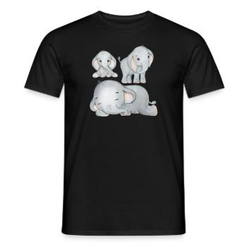Elephant Family Mama Baby T-Shirt - Men's T-Shirt - black - Front - AI Model Male 178 light (178cm)