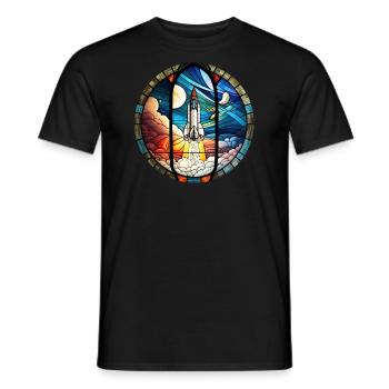 Rocket Space Rocket Launch Kirchenglass Buntglass - Men's T-Shirt - black - Front - AI Model Male 178 light (178cm)