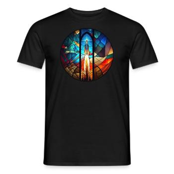 Rocket Space Rocket Launch Kirchenglass Buntglass - Men's T-Shirt - black - Front - AI Model Male 178 light (178cm)