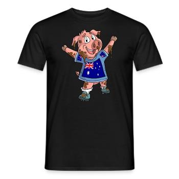 Fan Schwein Australien - Männer T-Shirt - Schwarz - Vorne - AI Model Male 178 light (178cm)