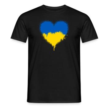 Ukrainian flag heart love - Men's T-Shirt - black - Front - AI Model Male 178 light (178cm)