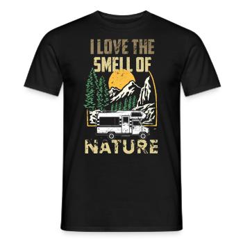 Camping Wohnmobil Ich liebe den Geruch der Natur ca - Männer T-Shirt - Schwarz - Vorne - AI Model Male 178 light (178cm)