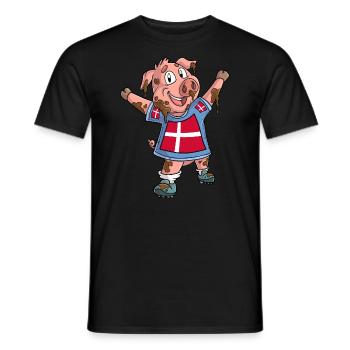 Fan Pig Denmark - Men's T-Shirt - black - Front - AI Model Male 178 light (178cm)