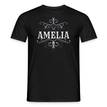 Amelia Surname First Name Personalized - Men's T-Shirt - black - Front - AI Model Male 178 light (178cm)