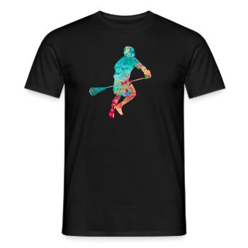 Lacrosse Player PopArt - Men's T-Shirt - black - Front - AI Model Male 178 light (178cm)
