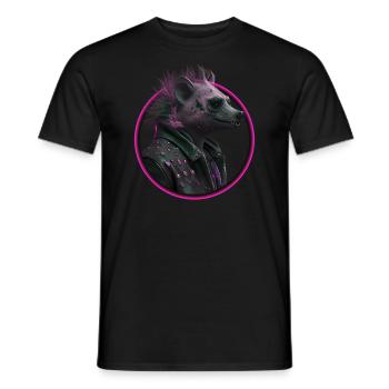pink Punk Hyäne in Lederjacke - Männer T-Shirt - Schwarz - Vorne - AI Model Male 178 light (178cm)