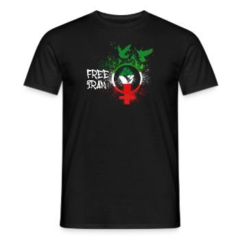 femme vie liberté, oiseaux,iran,drapeau,iran libre - T-shirt homme - noir - Devant - AI Model Male 178 light (178cm)