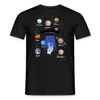 Atsronaut, Espace,OVNI,Galaxie,Vaisseau spatial,Planètes - T-shirt homme - noir - Devant - AI Model Male 178 light (178cm)