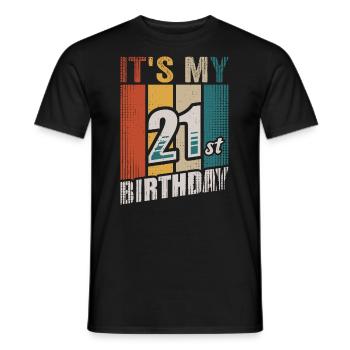 It's My 21st Birthday Gift Vintage 21 Years Bday - Men's T-Shirt - black - Front - AI Model Male 178 light (178cm)