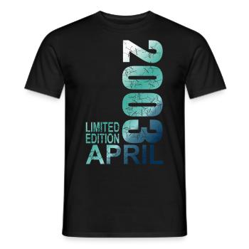 Limited Edition 20th birthday 2003 April born - Men's T-Shirt - black - Front - AI Model Male 178 light (178cm)