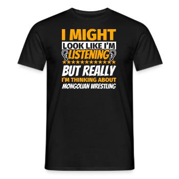 Mongolian wrestling funny gift - Men's T-Shirt - black - Front - AI Model Male 178 light (178cm)