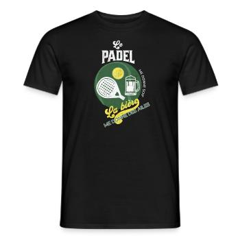 Le padel me donne soif la bière me donne des ailes - T-shirt homme - noir - Devant - AI Model Male 178 light (178cm)