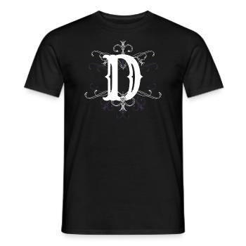 Lettre D, point D) - T-shirt homme - noir - Devant - AI Model Male 178 light (178cm)