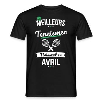 Les meilleurs tennismen naissent en Avril - T-shirt homme - noir - Devant - AI Model Male 178 light (178cm)