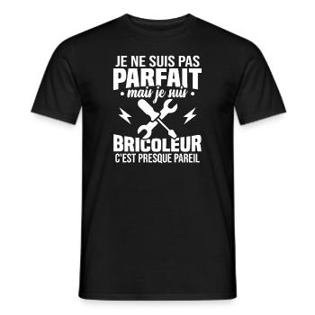 Pas parfait mais je suis bricoleur - T-shirt homme - noir - Devant - AI Model Male 178 light (178cm)