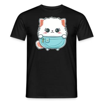 Mignon chat angora dans un sac - T-shirt homme - noir - Devant - AI Model Male 178 light (178cm)