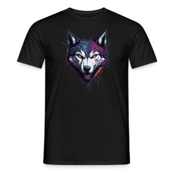 WOLF SPLASH ART DESIGN - Männer T-Shirt - Schwarz - Vorne - AI Model Male 178 light (178cm)