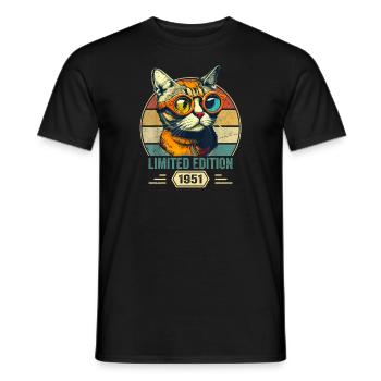Awesome since 1951 Cat Birthday Gift - Men's T-Shirt - black - Front - AI Model Male 178 light (178cm)