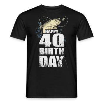 Anglergeschenk Happy 40th Birthday 40. Geburtstag - Männer T-Shirt - Schwarz - Vorne - AI Model Male 178 light (178cm)