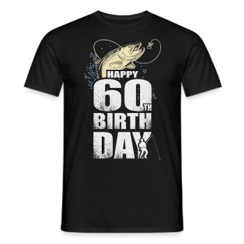 Anglergeschenk Happy 60th Birthday 60. Geburtstag - Männer T-Shirt - Schwarz - Vorne - AI Model Male 178 light (178cm)