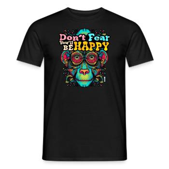 Monkey wise / philosopher & Happy - Men's T-Shirt - black - Front - AI Model Male 178 light (178cm)