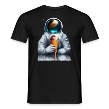 Waffle Ice Cream Astronaut - Men's T-Shirt - black - Front - AI Model Male 178 light (178cm)