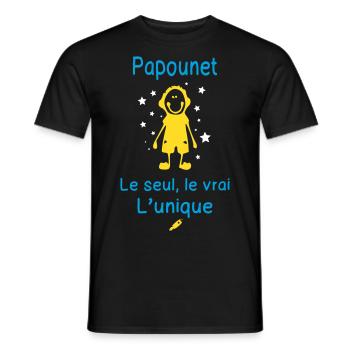 Papounet le Seul le Vrai l'Unique - Cadeau Humour - T-shirt homme - noir - Devant - AI Model Male 178 light (178cm)
