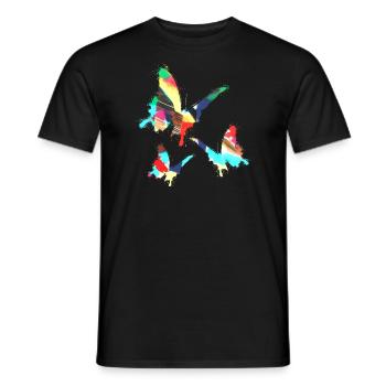 Papillons, Aquarelle, Coloré, Peinture, Graffiti - T-shirt homme - noir - Devant - AI Model Male 178 light (178cm)