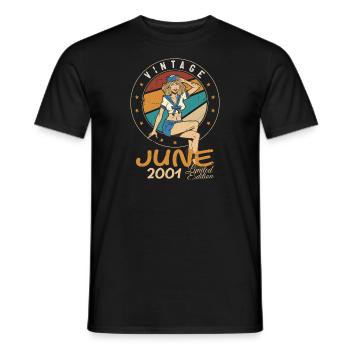 Vintage 2001 - Born In June 2001 - Men's T-Shirt - black - Front - AI Model Male 178 light (178cm)