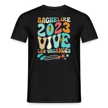 Bachelière 2023 Vive les Vacances - Vacances Bac - T-shirt homme - noir - Devant - AI Model Male 178 light (178cm)
